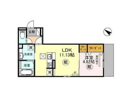 BOWLZ KOBE兵庫町(1LDK/1階)の間取り写真