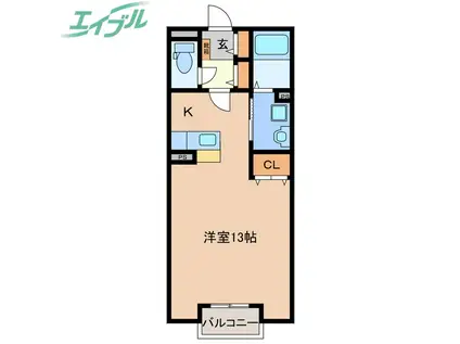 FOUR SEASON B棟(ワンルーム/2階)の間取り写真