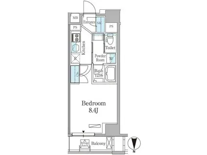 THE AXIS KOJIMACHI ジアクシス麹町(1K/2階)の間取り写真