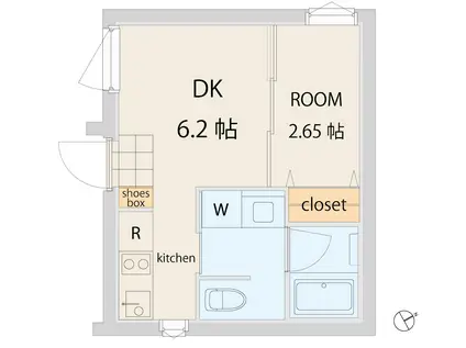 クアードロ三軒茶屋132(1DK/1階)の間取り写真