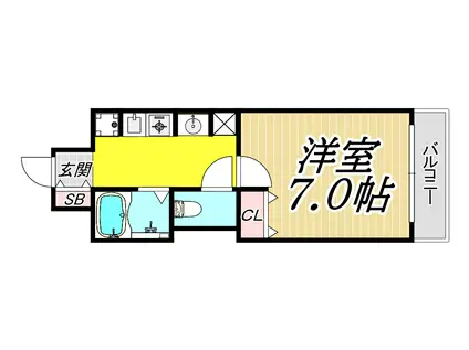 ガルボ塚口(1K/2階)の間取り写真