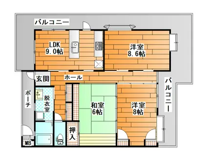 ハイマート古市(3LDK/6階)の間取り写真