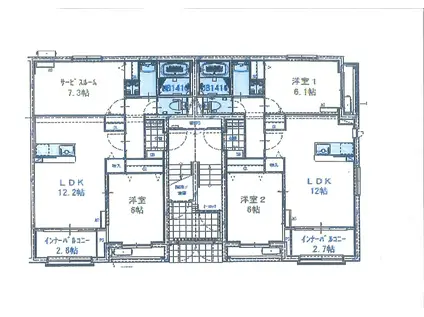 はなみずきガーデン宮関(2LDK/1階)の間取り写真