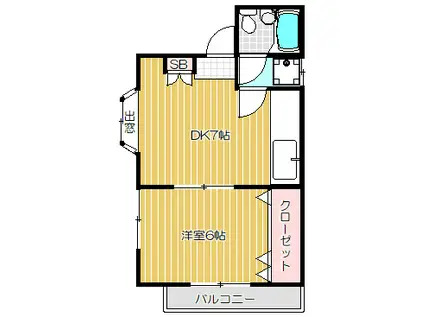 ハイツピロッホリ(1DK/2階)の間取り写真