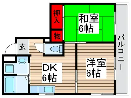 メゾンコムラ(2DK/2階)の間取り写真