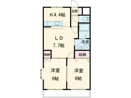 ヴィヴィエンダ壱番館(2LDK/2階)の間取り写真