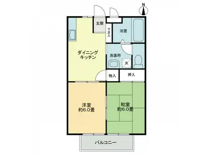 フォブール大黒(2DK/2階)の間取り写真