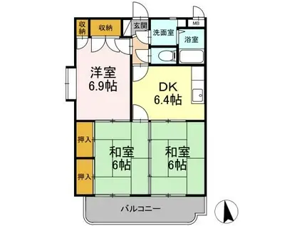 レジデンス東望(3DK/4階)の間取り写真