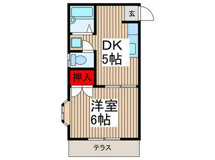 イーストハイツ(1DK/1階)の間取り写真