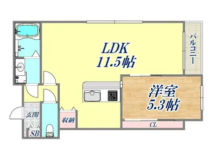 GRAN KOBELIA津門大箇(1LDK/3階)の間取り写真
