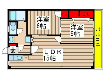 アビタシオンビラージュ2(2LDK/2階)の間取り写真