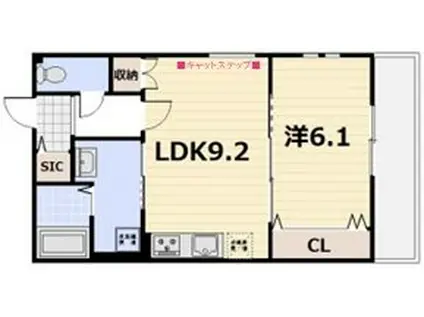 FORCE西院(1LDK/3階)の間取り写真