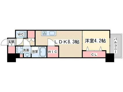 アーバネックス梅田中崎町Ⅱ(1LDK/8階)の間取り写真