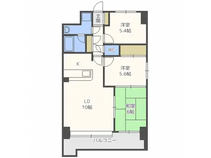 パークヒル厚別(3LDK/6階)の間取り写真