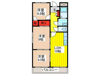 メゾンタイム北棟(3LDK/2階)の間取り写真