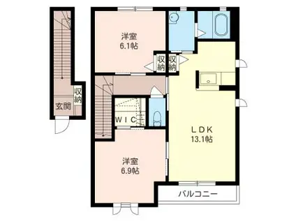 サンモールベルデB(2LDK/2階)の間取り写真