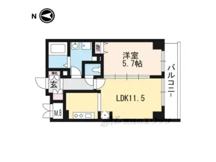 サンクチュアリ山科(1LDK/5階)の間取り写真