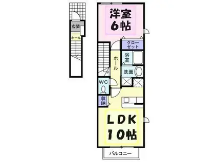 プリートフィオーレⅠ(1LDK/2階)の間取り写真