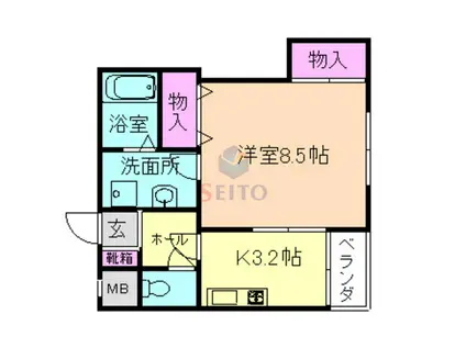 シェルタ(1K/2階)の間取り写真