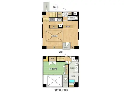 石橋ビルディング(1LDK/6階)の間取り写真