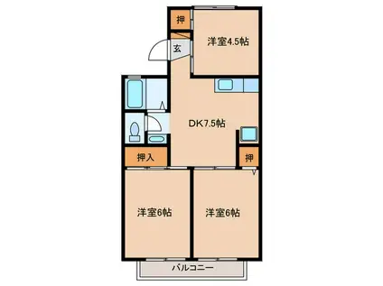サンハイツ光が丘(3DK/2階)の間取り写真