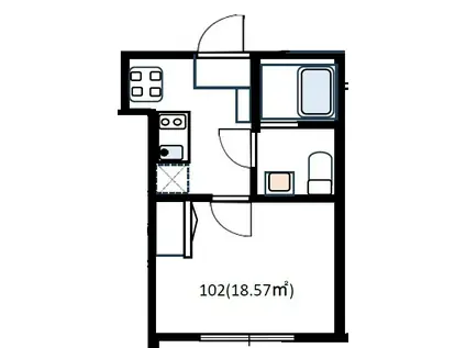 CASA 四葉 A(1K/1階)の間取り写真