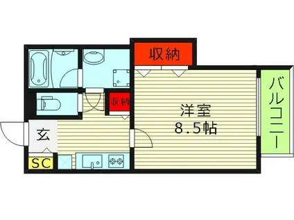 鶴見区鶴見3丁目PJ(1K/1階)の間取り写真