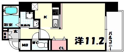 プライムレジデンス神戸・県庁前(1K/6階)の間取り写真
