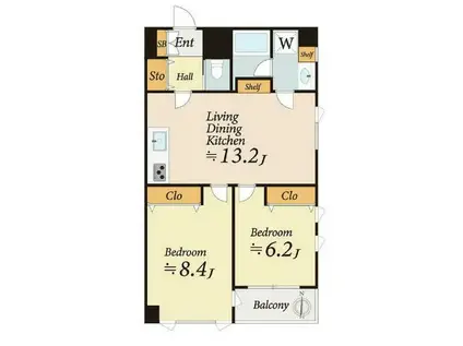 月村マンション(2LDK/10階)の間取り写真