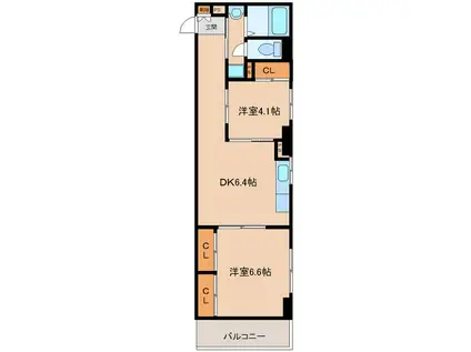 横浜橋通レジデンス(2DK/3階)の間取り写真