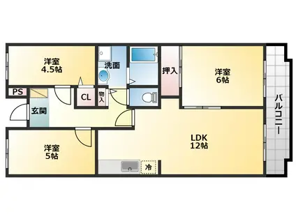 ライゼックス新堂(3LDK/3階)の間取り写真