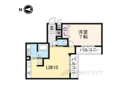 フィオーレ西院(1LDK/2階)の間取り写真