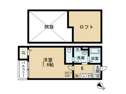 SCARLET吉塚(1K/1階)の間取り写真