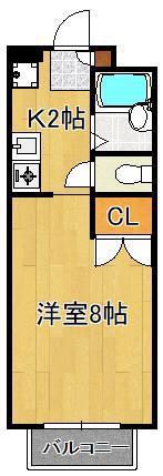 ミラノアパートメントコムラII(1K/1階)の間取り写真