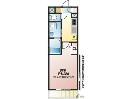 プレジール(1K/4階)の間取り写真