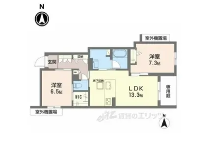 シャーメゾン 香芝 ワイケイ(2LDK/1階)の間取り写真