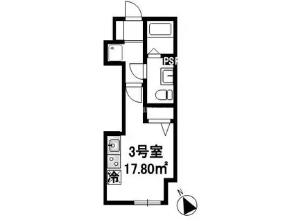 フローラ湘南茅ヶ崎(ワンルーム/2階)の間取り写真