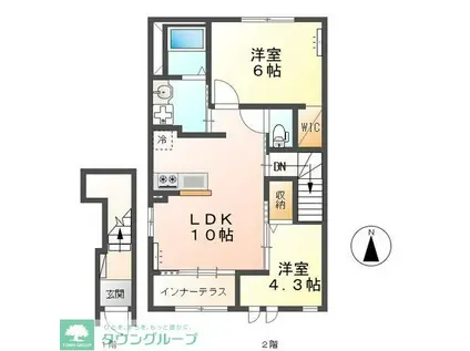 東武伊勢崎線 新伊勢崎駅 徒歩52分 2階建 築1年(2LDK/2階)の間取り写真
