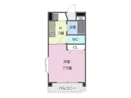 ハイツ三休(1K/2階)の間取り写真