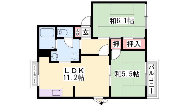 OBハイツ(2LDK/2階)の間取り写真