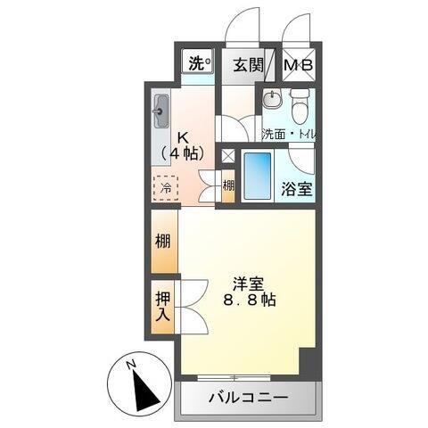 シティヒル(1K/4階)の間取り写真