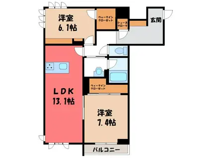 オーヴリール(2LDK/1階)の間取り写真