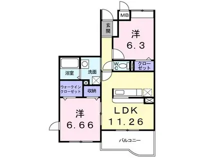 ジェルメ(2LDK/3階)の間取り写真