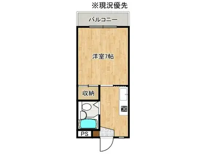 ソフィアSS(1K/1階)の間取り写真