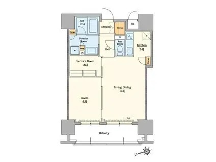 RJRプレシア吉塚駅前II(1LDK/12階)の間取り写真