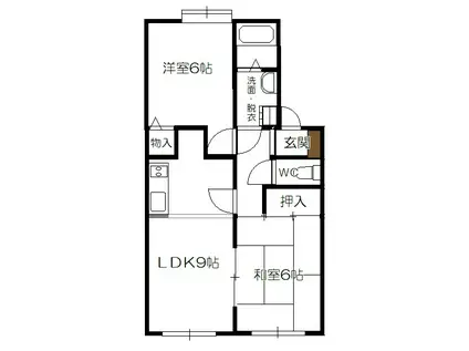 グラン・ボヌールC棟(2LDK/1階)の間取り写真