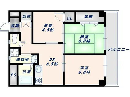 ロイヤルサカエマンション(3DK/4階)の間取り写真