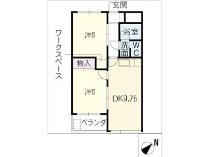 ドミール有松(2DK/2階)の間取り写真