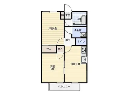 サンライズ敷根1(2LDK/2階)の間取り写真