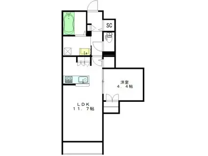 サン・ハピネス(1LDK/1階)の間取り写真